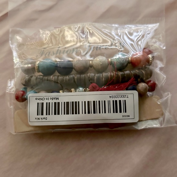 New 3pc Bohemian Dark Mix Multicolor Beaded Bracelet Set - Picture 9 of 10